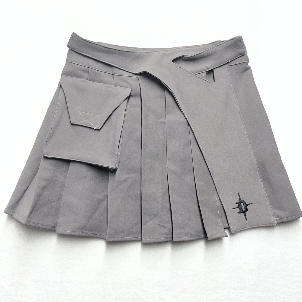 Dolls Kill Darker Wavs Reverb Pleated Wrap Mini Skirt Womens Small Goth Emo